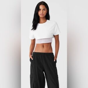 NWOT ALO Made You Look Cropped Tee in White (M)